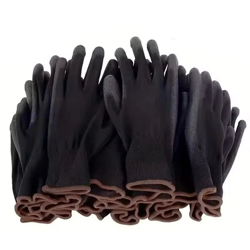 Set of six black gloves with a blue label indicating '6PCS' on a white background.