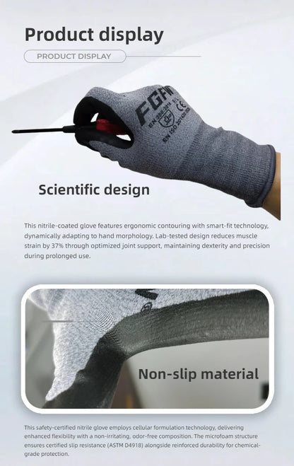 Touchscreen Nitrile Work Gloves – EN388 Level 4 Abrasion