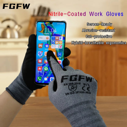 Touchscreen Nitrile Work Gloves – EN388 Level 4 Abrasion